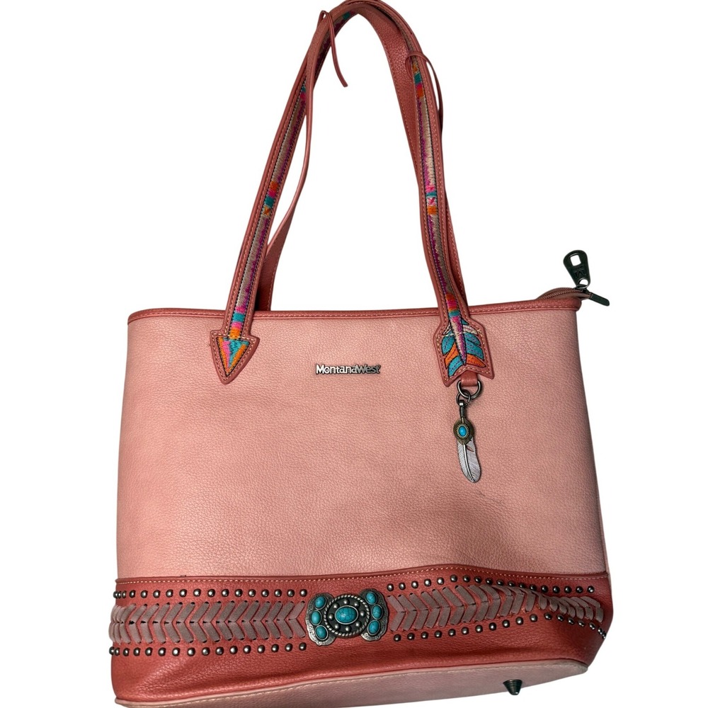 Montana‎ West Concho Concealed Carry Shoulder Tote Bag Pink Orange Boho Casual